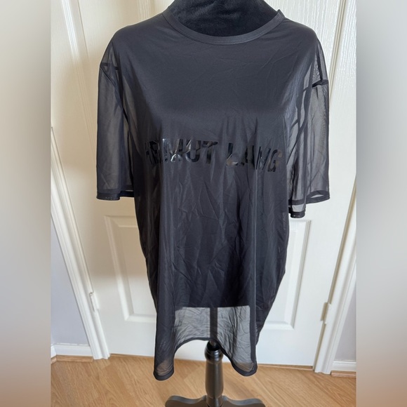 HELMUT LANG Unisex Short Sleeve Sheer Chiffon Logo Tee Size Medium NWT - Picture 10 of 11